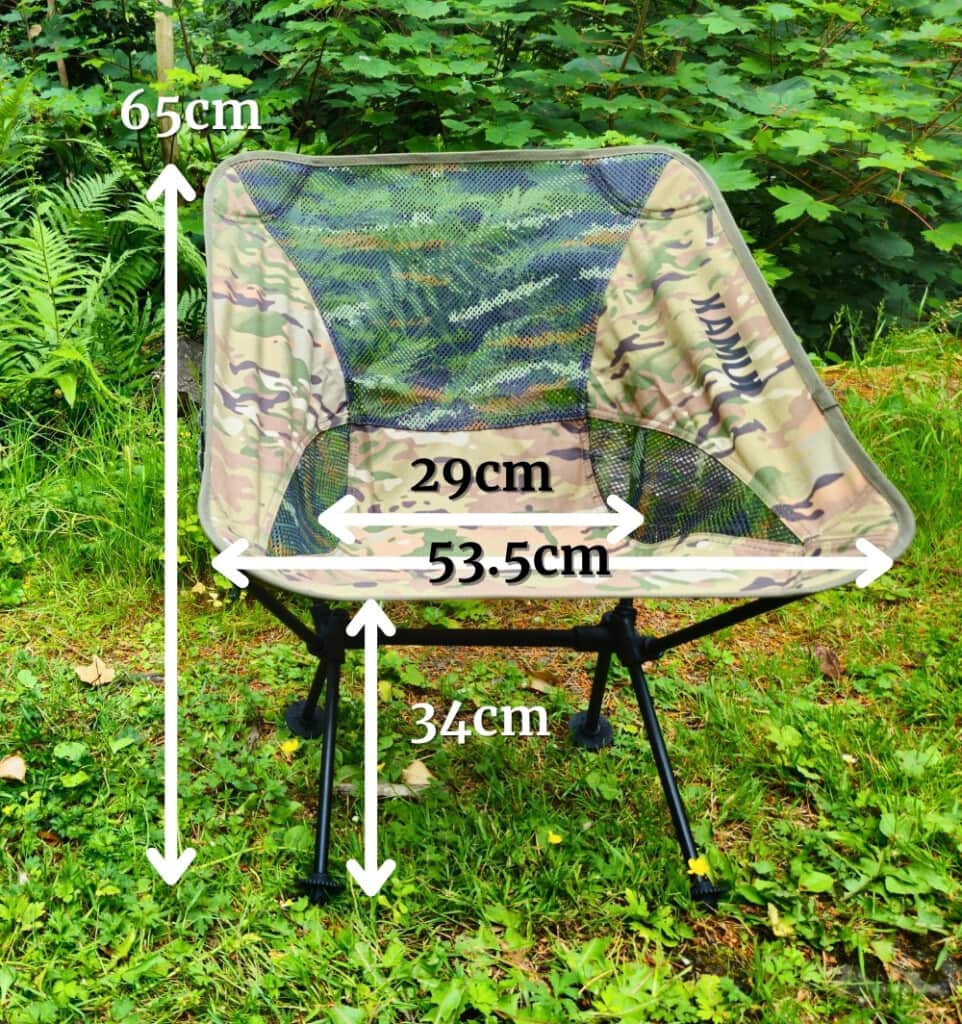 My dimension measurements for the kamui camping chair