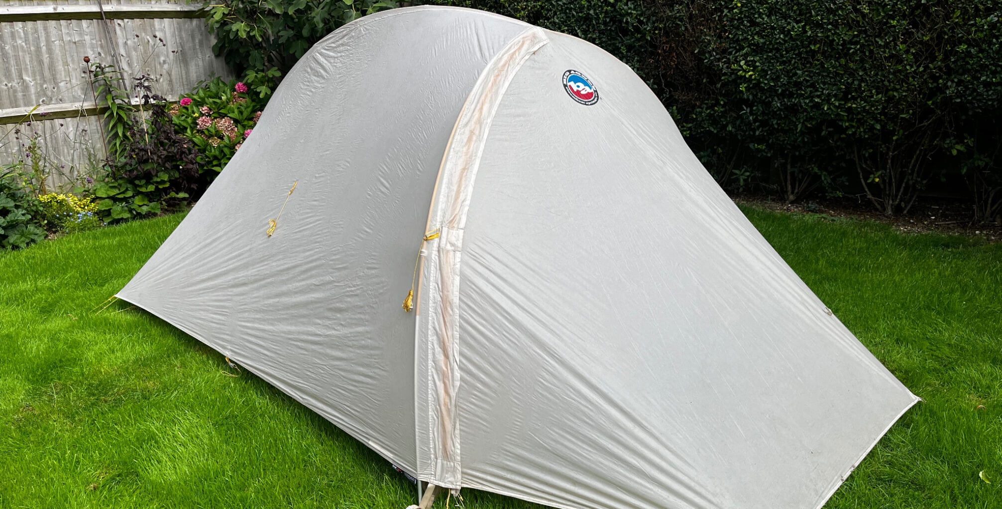 Big Agnes Fly Creek HV UL2 pitched up with rainfly attached