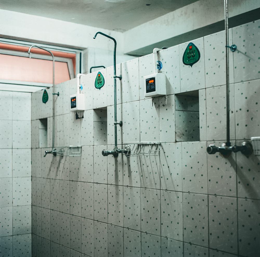 A communal shower at a campsite