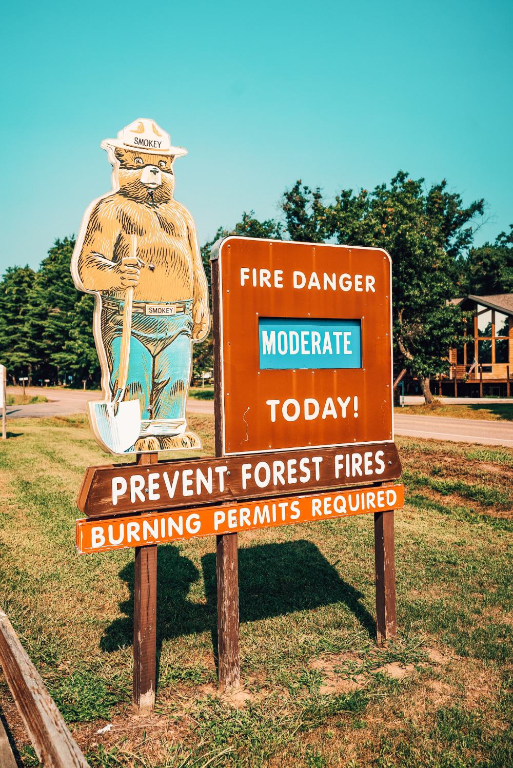 Smokey Bear providing information about fire risks in forests