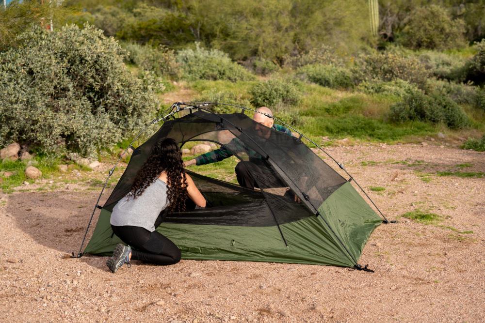 The TETON Vista without it's rain fly on. It's one of the easiest tents to set up by yourself without the rain fly.