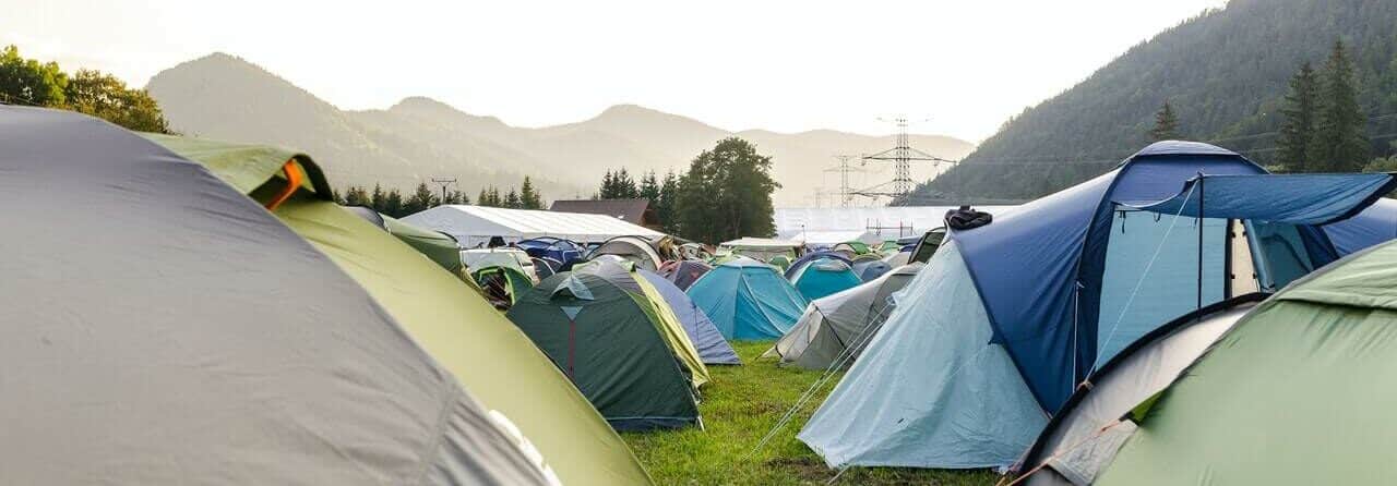 An array of tents on a camp site