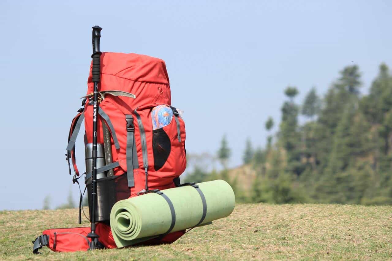 Backpacking gear sitting on a flat expanse