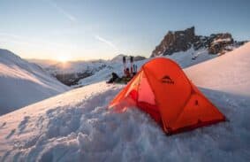 MSR Access 1 Person Winter Tent set up in Snow