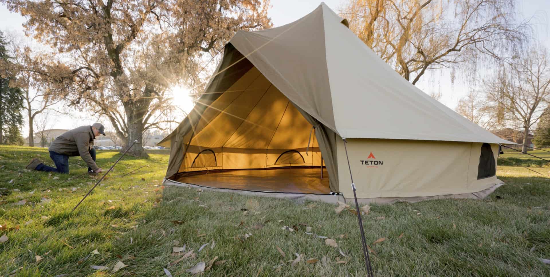 A good canvas tent set up for camping