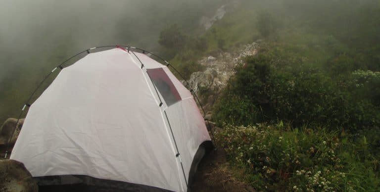 How to set up a tent in the rain when camping or backpacking