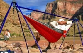 The Eno Nomad stand is the best portable hammock stand for camping