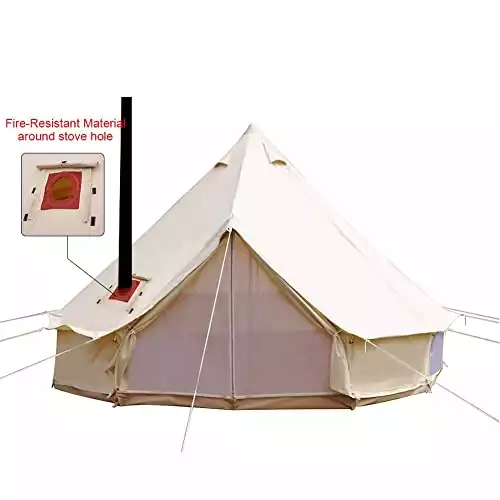 Playdo 4 Season Cotton Canvas Bell Tent with Stove Jack