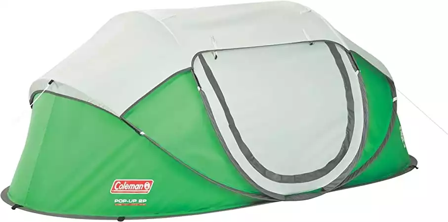 Coleman Pop-Up Instant Tent is a pop up tent with faster setup than an instant tent, but less comfort.