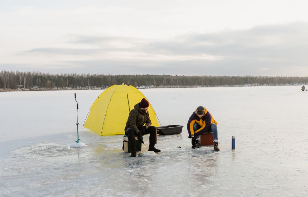Bright tents in places that are a bit more dangerous like ice fishing make good sense and  help keep you safer.