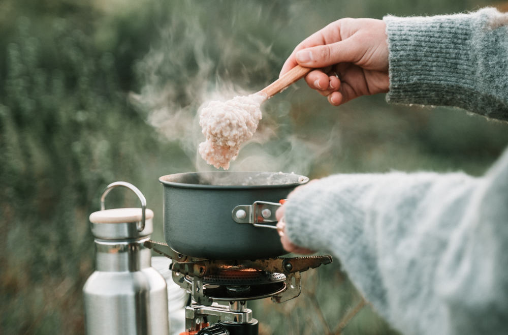 Start with easy camp food like porridge before moving onto harder recipes on the campfire. 