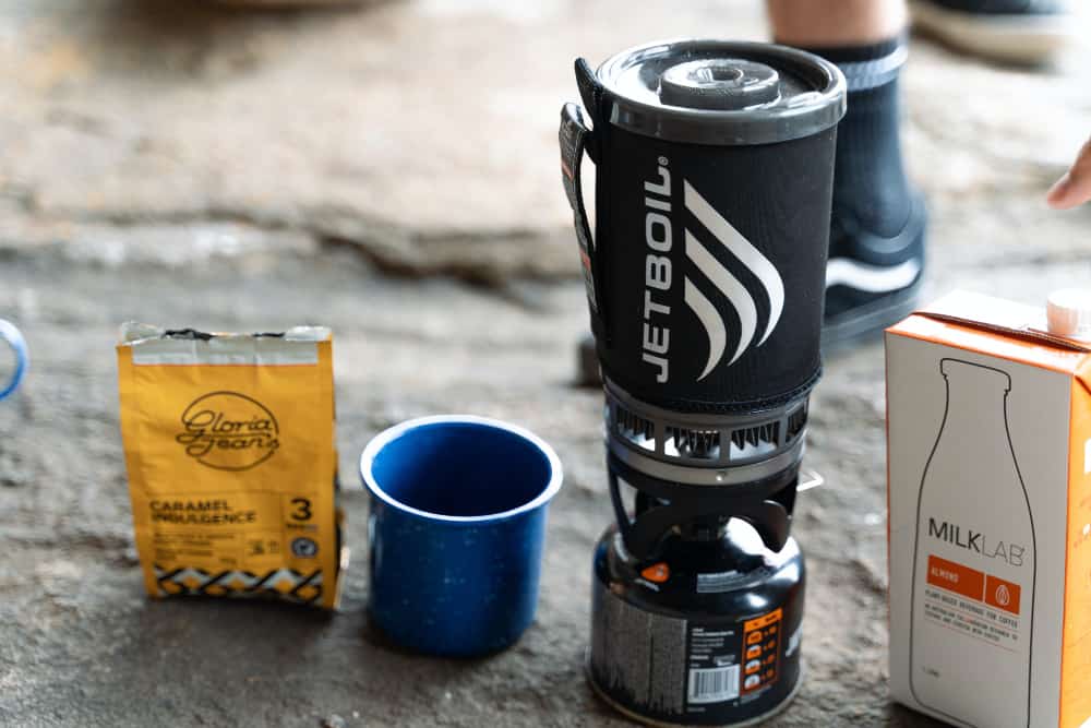Small jetboil stoves take up less room than other brands but ensure that you can have a hot coffee every day