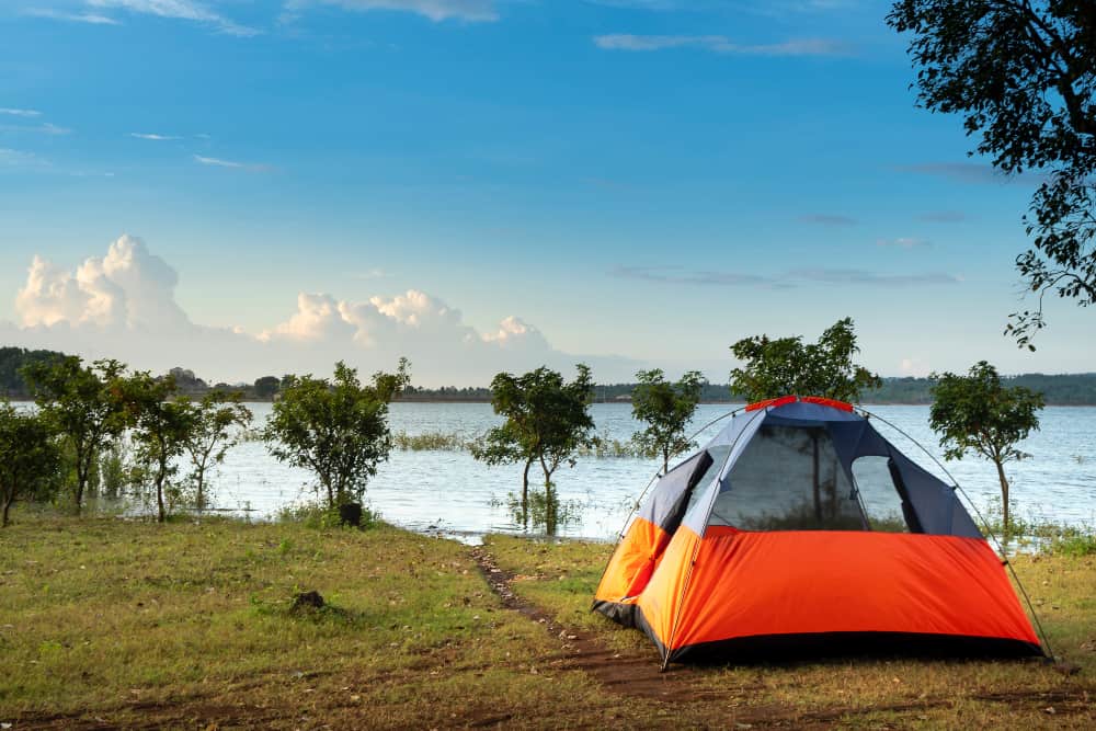 To do thei job properly, tarps should not stick out from under the tent. 