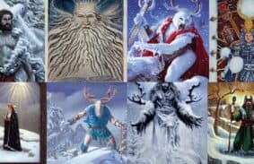 Paintings of snow gods and goddesses from Greek, Norse and other mythology